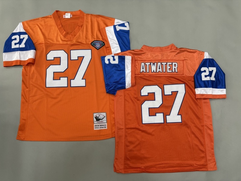 Men 2025 Denver Broncos 27 Atwater orange Throwback Limited NFL Jersey style 001